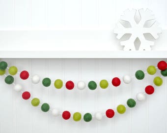 christmas garland christmas banner christmas bunting holiday decor christmas decor red and green felt ball garland tree decoration pom - Felt Christmas Garland christmas garland christmas banner christmas bunting holiday decor christmas decor red and green felt ball garland tree decoration pom - Felt Christmas Garland