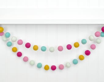 Birthday Garland, Birthday Party, Birthday Decorations, Birthday Party Decor Pink and Aqua Birthday Decor Girls Birthday Party Girls Bedroom