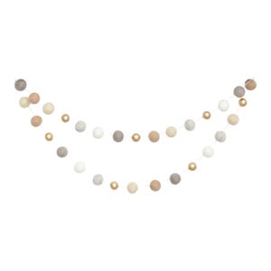 Farmhouse Christmas Garland - Neutral Holiday Tree - Gold, Stone, Beige, Cream, and Ivory Felt Balls