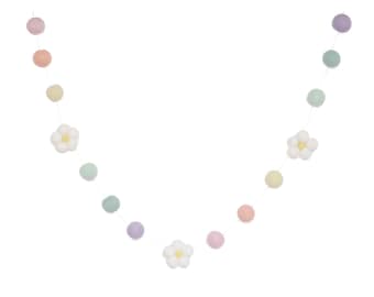 Pastel Rainbow Felt Daisy Garland - Spring Decorations - Girls Room - Nursery Decor