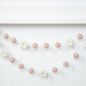 Blush Daisy Garland - Felt Ball Garland - Girls Room