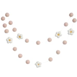 Ghirlanda di margherite blush - Ghirlanda di palline di feltro - Cameretta per bambine