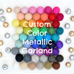 Custom Felt Ball Garland with Metallic Beads