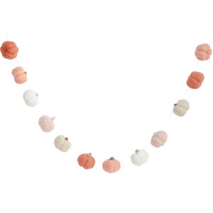 Boho Felt Pumpkin Garland - Coral Fall Bunting - Pink Autumn Decor - Fireplace Decoration - Wall Hanging