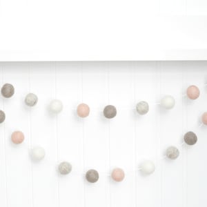 Blush Nursery Decor - Felt Ball Garland - Girls Room - Baby Shower Decoration