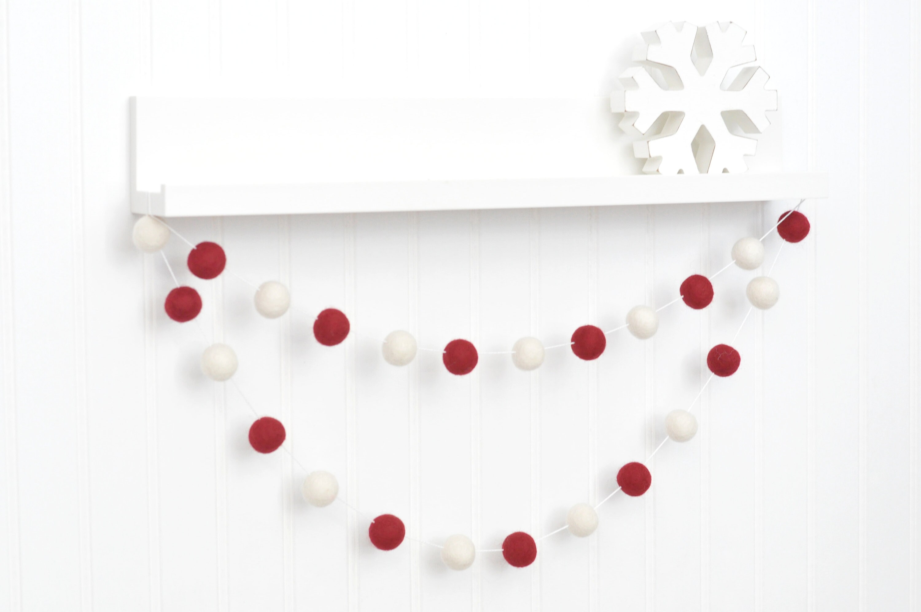 Rustic Christmas Decorations Red and White Christmas Garland Etsy