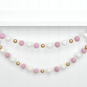 Felt Ball Garland: Pink an Gold Accent Nursery Decor