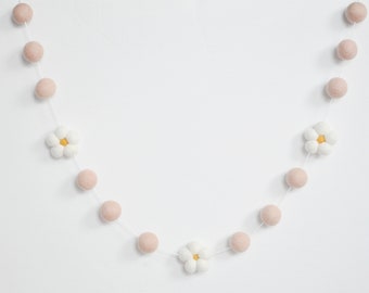 Blush Daisy Garland - Felt Ball Garland - Girls Room