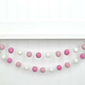 Pink Felt Ball Garland: Baby Girl Nursery Decor