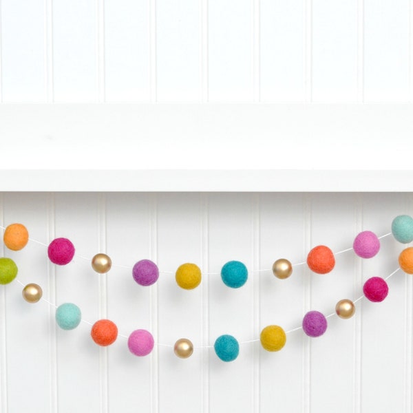 Playroom Wall Decor, Playroom Garland, Playroom Felt Ball Garland, Birthday Garland, Birthday Banner Birthday Decor Birthday Pom Pom Garland