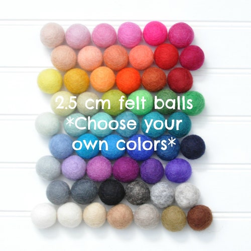 Pompons en feutre de laine de 2,5 cm : pompons DIY, couleurs au choix