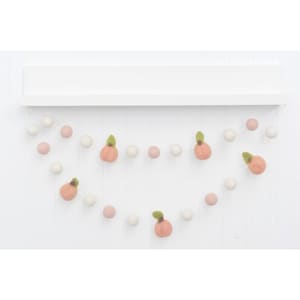 Felt Peach Garland: Blush & Ivory Wool Ball Banner