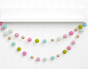 Girls Bedroom Decor, Kids Bedroom Decor, Nursery Decor, Bedroom Decor Girls Nursery Decor Nursery Garland Girls Wall Decor Felt Ball Garland