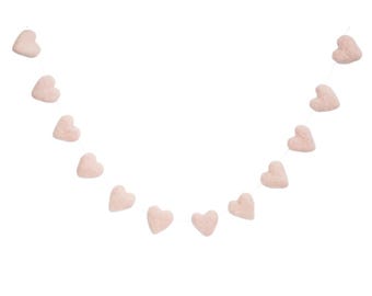 Blush felt heart garland - Valentines Day Decoration - Pink Bunting