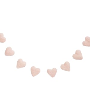 Blush felt heart garland - Valentines Day Decoration - Pink Bunting