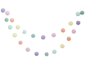 Pastel Rainbow Felt Ball Garland: Spring Easter Decor