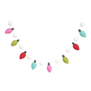 Felt Light Garland - Bright Christmas Tree Decoration - Pink, Red, Aqua, and Green Wool Balls