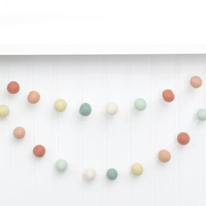 Farmhouse Spring Decoration - Easter Garland - Pastel Wool Felt Balls