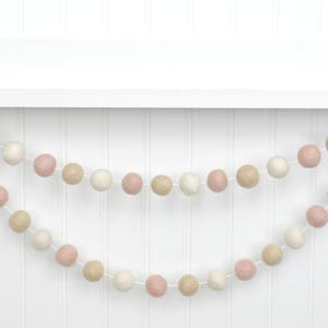 Pink & Cream Felt Ball Garland: Baby Girl Nursery Decor