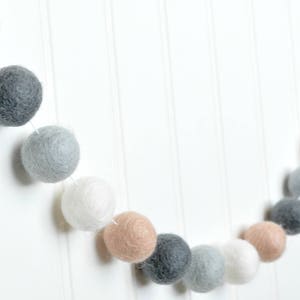 Blush Pink Felt Ball Garland: Gray Nursery Decor