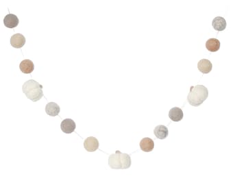 Neutral Fall Pumpkin Felt Ball Garland