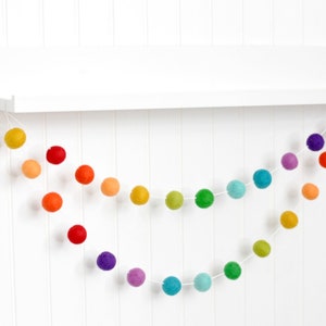 Rainbow Garland Birthday Party Decorations Pride Month Colorful Wool Felt Ball Bunting image 4