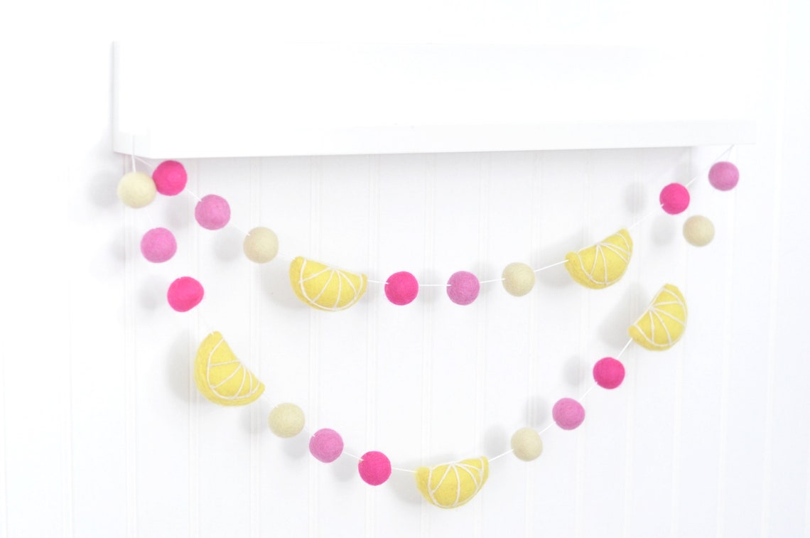 Lemon Garland Lemon Decor Summer Garland Summer Decor Felt Etsy