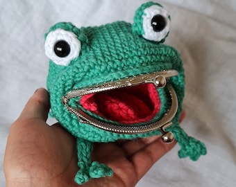 Anime Green Tree Frog kawaii amigurumi coin purse wallet