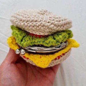 チーズバーガーのかぎ針編み小銭入れ