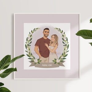 Family Portrait Illustration, Custom Couple Portrait Drawing, Cartoon Portrait, Pet Portrait, Anniversary Gift, Wedding Gift