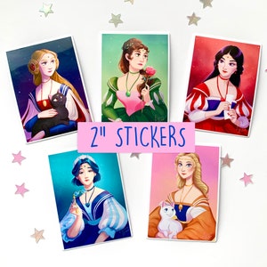 Pegatinas Renaissance Sailor Moon, Luna Cat, Usagi Tsukino Cosplay, Dibujo de anime manga, Pegatinas para portátiles Sailor Guardians, Conjunto de pegatinas de vinilo