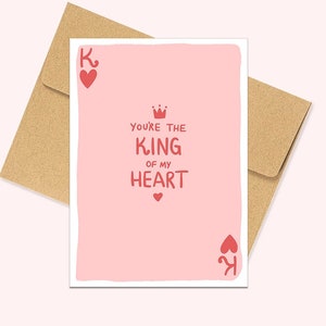 Koning van mijn hart Valentijnsdag Kaart, Koning van harten, Leuke Valentijnskaart, Romantische Kaart