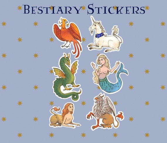 Medieval Sticker Set, Renaissance Stickers, Mythical Creatures, Gryffin Fantasy  Stickers, Magical Creatures, Mythical Beasts, Griffin 