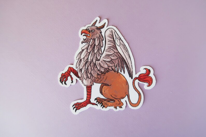 Medeltida klistermärkesset, Renässansklistermärken, Mytiska varelser, Gryffin Fantasy-klistermärken, Magiska varelser, Mytiska bestar, Griffin bild 10