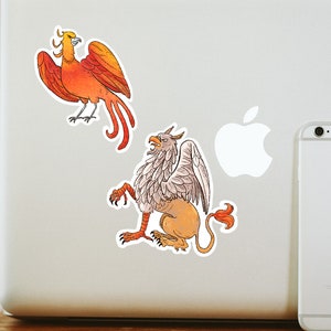 Medeltida klistermärkesset, Renässansklistermärken, Mytiska varelser, Gryffin Fantasy-klistermärken, Magiska varelser, Mytiska bestar, Griffin bild 7