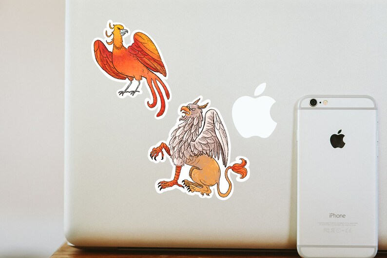 Medeltida klistermärkesset, Renässansklistermärken, Mytiska varelser, Gryffin Fantasy-klistermärken, Magiska varelser, Mytiska bestar, Griffin bild 7