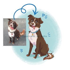 Portrait d’animal de compagnie personnalisé, Illustration d’animal de compagnie, Portrait d’animal de compagnie de dessin animé, Cadeau de portrait d’animal de compagnie numérique, Dessin d’animal de compagnie, Peinture de chien, Cadeau d’anniversaire de chien