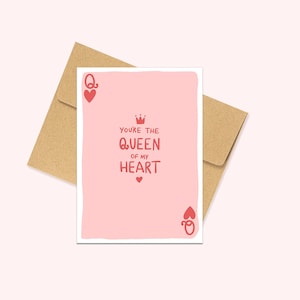 Tarjeta de San Valentín de la Reina de mi Corazón, Reina de Corazones, Linda Tarjeta de San Valentín, Tarjeta Romántica