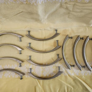 12-Mid-Century Pull-Knobs, Stainless, Metal, Handles, Knobs, Pulls, Cabinet/Dresser Drawer, 5.75" L (Read Description) (Shipping Included) Bild 3