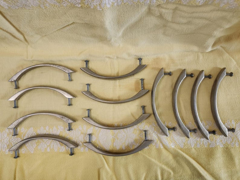 12-Mid-Century Pull-Knobs, Stainless, Metal, Handles, Knobs, Pulls, Cabinet/Dresser Drawer, 5.75" L (Read Description) (Shipping Included) Bild 3