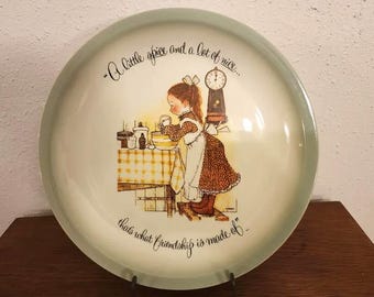 Vintage 1970s Holly Hobbie Plate, Ceramic, Collectors Edition, USA, 10.5" (Please Read Description) (Shipping Included)
