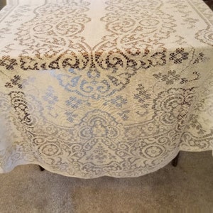 Retro Large Rectangle Tablecloth/Cover White Decorative Lace, 96" L x 60" W (Includes Shipping)