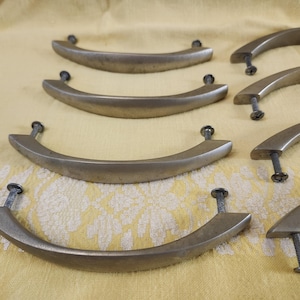 12-Mid-Century Pull-Knobs, Stainless, Metal, Handles, Knobs, Pulls, Cabinet/Dresser Drawer, 5.75" L (Read Description) (Shipping Included) Bild 9