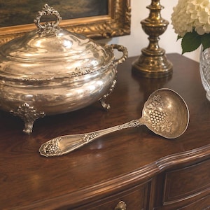 Antique Ladle, R.C.CO. Silver Plate, Grape Pattern, 6" Long, Decorative, (Includes Shipping) (Read Description)