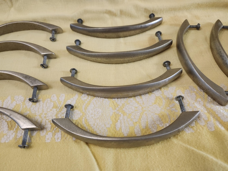 12-Mid-Century Pull-Knobs, Stainless, Metal, Handles, Knobs, Pulls, Cabinet/Dresser Drawer, 5.75" L (Read Description) (Shipping Included) Bild 13