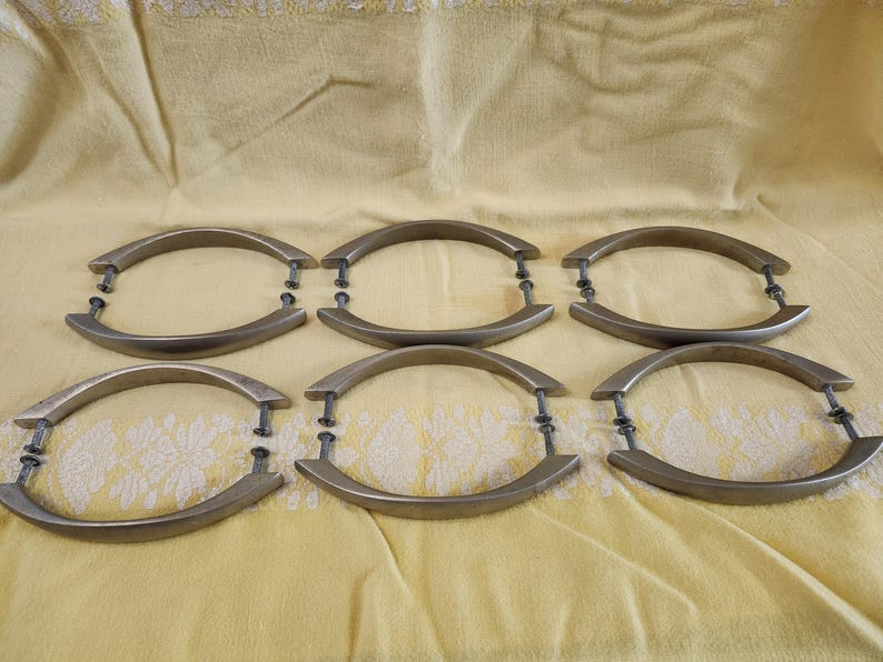 12-Mid-Century Pull-Knobs, Stainless, Metal, Handles, Knobs, Pulls, Cabinet/Dresser Drawer, 5.75" L (Read Description) (Shipping Included) Bild 8