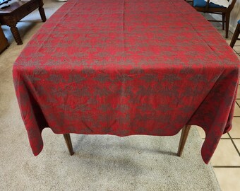 Retro Large Rectangle Decorative Tablecloth/Cover, 75x54, Cotton, India, Colorful, Flowers, Red (Shipping Included) (Read Description)