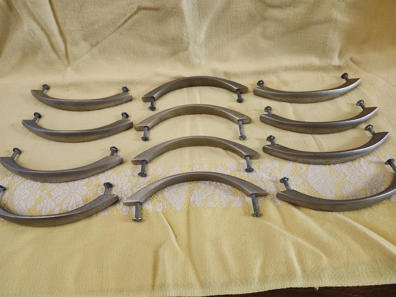 12-Mid-Century Pull-Knobs, Stainless, Metal, Handles, Knobs, Pulls, Cabinet/Dresser Drawer, 5.75" L (Read Description) (Shipping Included) Bild 5