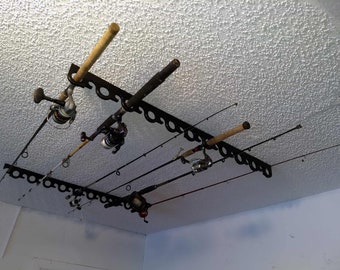 21 INSHORE Fishing Rod Rack Holder - Garage Ceiling or Wall Mounted Storage  -Organizer for Pole and Reel - perfect fishing gift