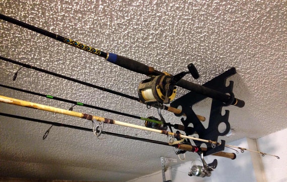 10 Fishing Rod Pole Reel Cool Holder Garage Ceiling Wall Mount Rack Organizer